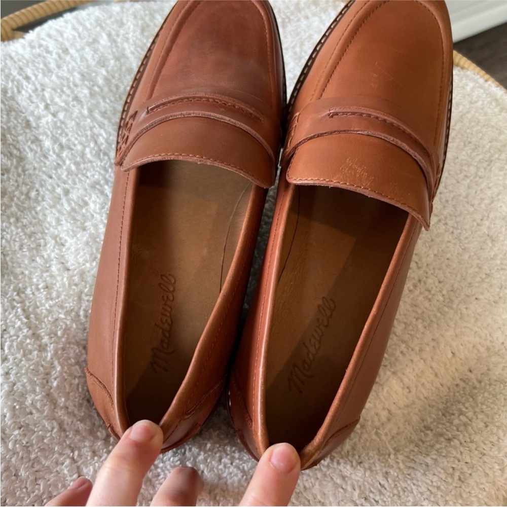 Madewell Brown Leather Lug Sole Penny Loafers - Picture 7 of 15